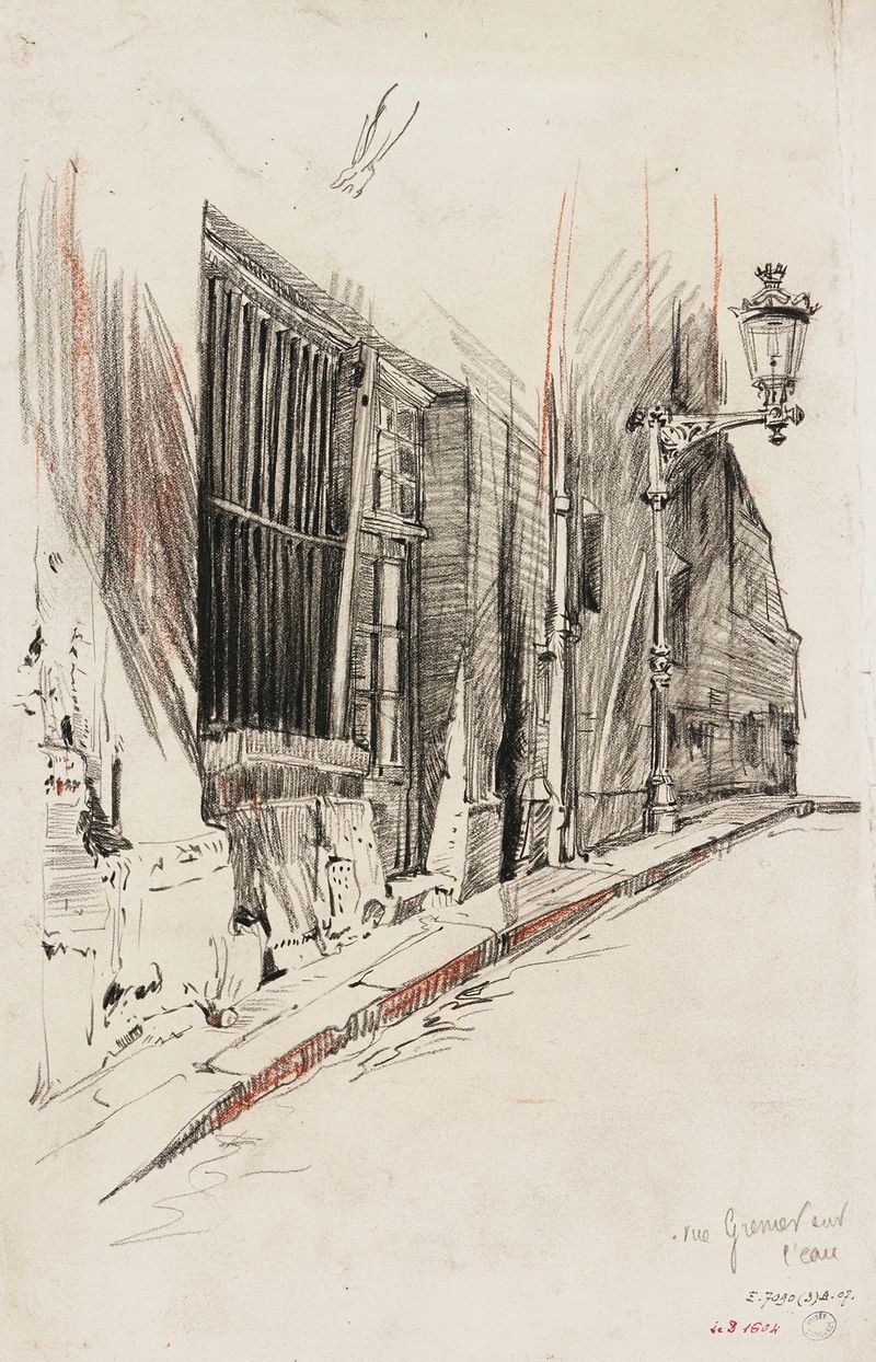 Paisaje de Rue Grenier sur l’Eau de Charles Jouas, medio desconocido