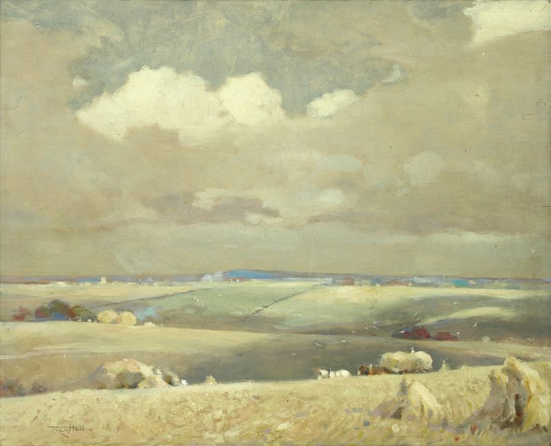 Sombras de nubes en el valle de Lambourne de Frederick Hall, Impresionismo