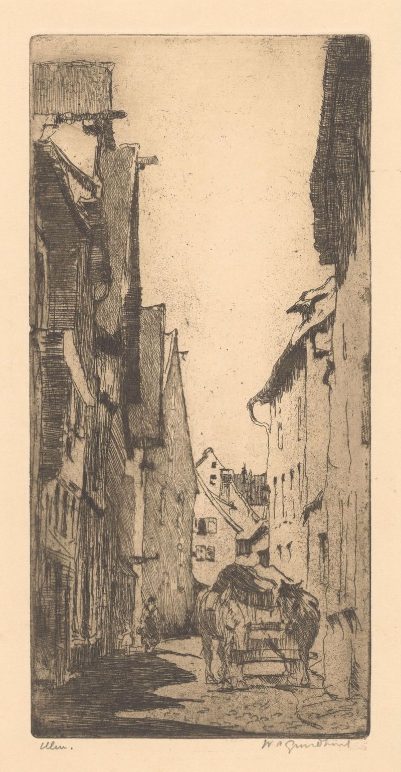 Paisagem de Willem Adrianus Grondhout, Pós-Impressionismo, mostrando campos sob um céu crepuscular.