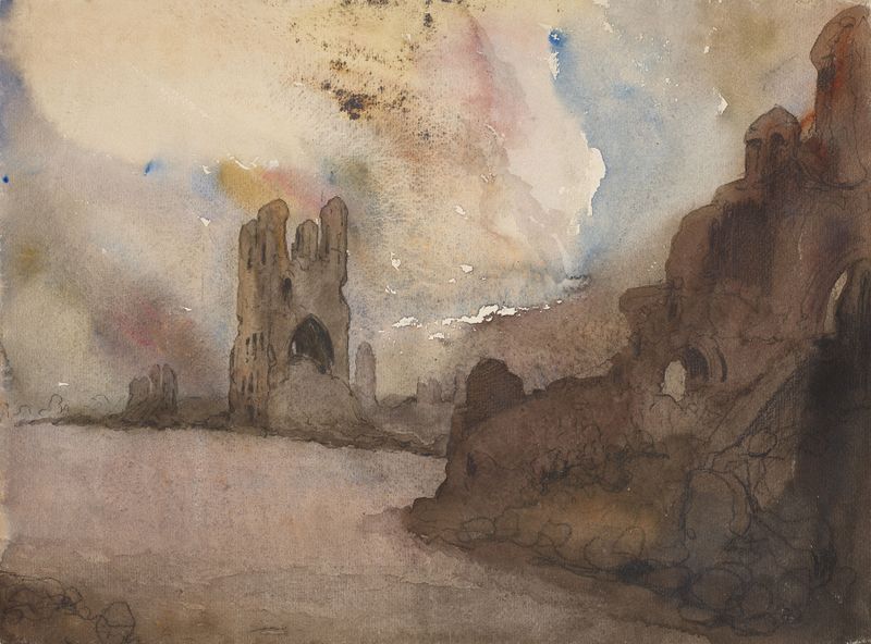 Ypres Remember by Alfred Ost, expressionism depicting chaos of war, oil painting