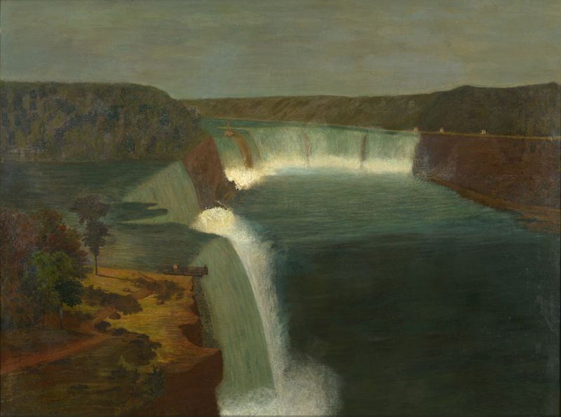 Cataratas del Niágara óleo de Robert Bakewell mostrando agua en cascada y bordes rocosos