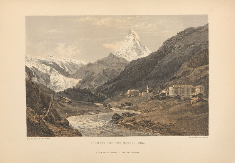 Paisagem de Zermatt e o Matterhorn por Theodor Gsell Fels, Romantismo