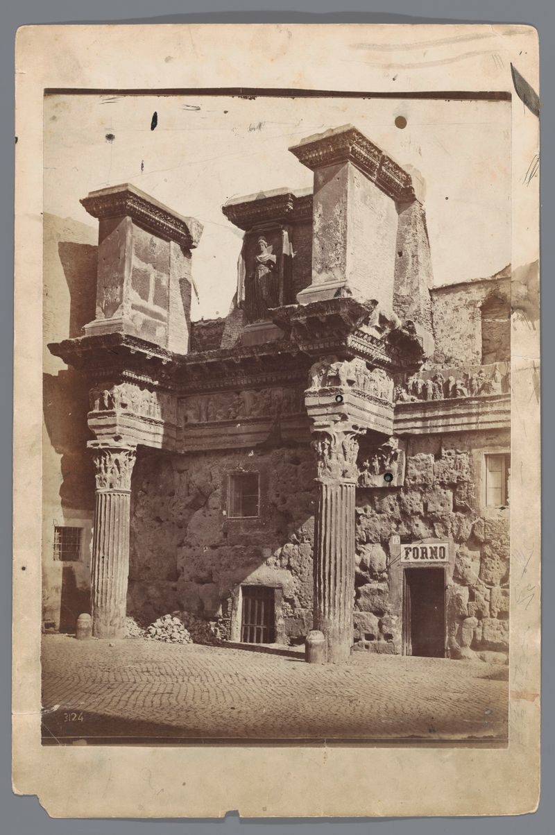 Impresión de albúmina del Templo de Minerva en Roma por Altobelli & Molins