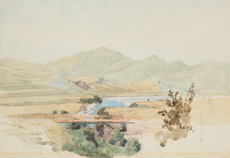 Glen Allen Bridge sobre o rio Waiau, óleo sobre tela de James Crowe Richmond