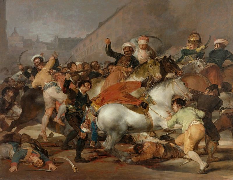 The Charge of the Mamelukes, oil on canvas by Francisco de Goya, depicting charging horses in battle.