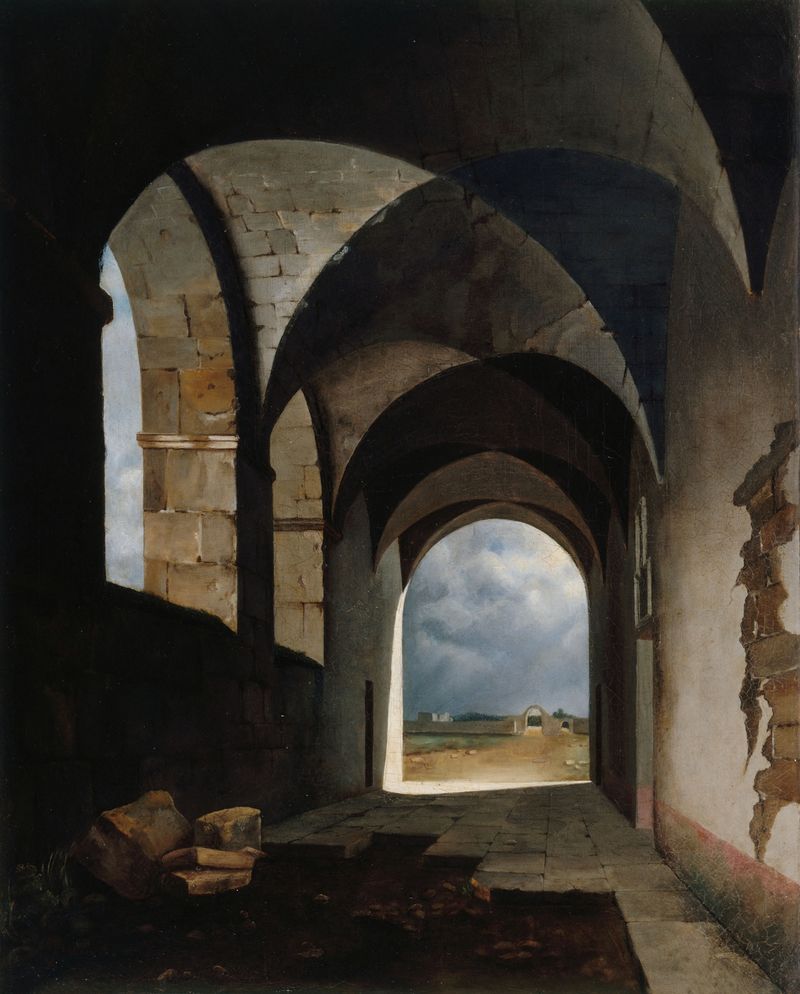 Architecture in ruins with light and shadow by François-Marius Granet, oil painting