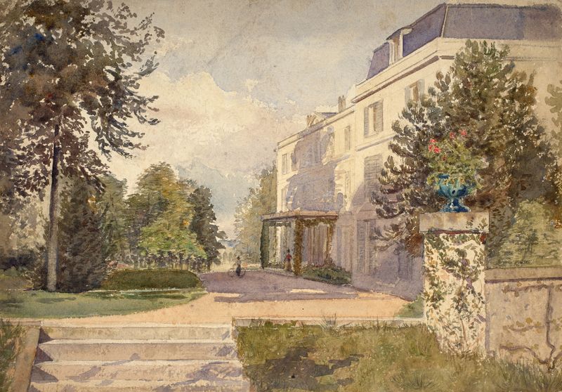 Vue d’un jardin autour d’une maison, oil on canvas by Guy De La Rochefoucauld
