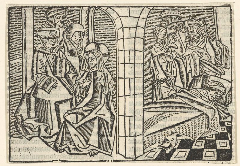 Religious scene depicting healing by Master of Delft, paper medium
