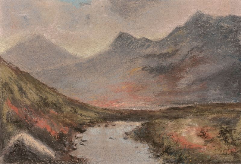 Rococo oil painting of a mountainous landscape by Elisabeth Louise Vigée Le Brun