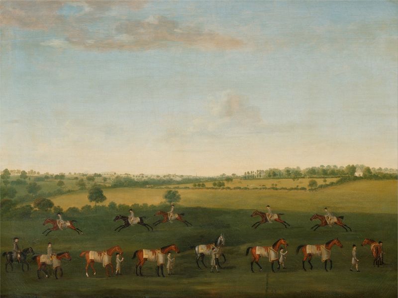 Sir Charles Warre Malet’s String of Racehorses at Exercise, óleo sobre tela de Francis Sartorius