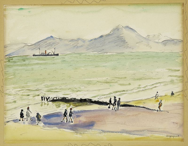 Pintura a óleo de Albert Marquet mostrando águas tranquilas e luz suave em La digue à la Goulette