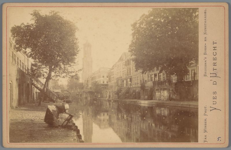 albumen print of Oude Gracht and Dom Tower in Utrecht by Van Winsen