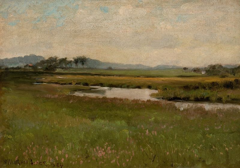 Paisagem de pântanos e céu de Herman Winthrop Peirce, pintura a óleo