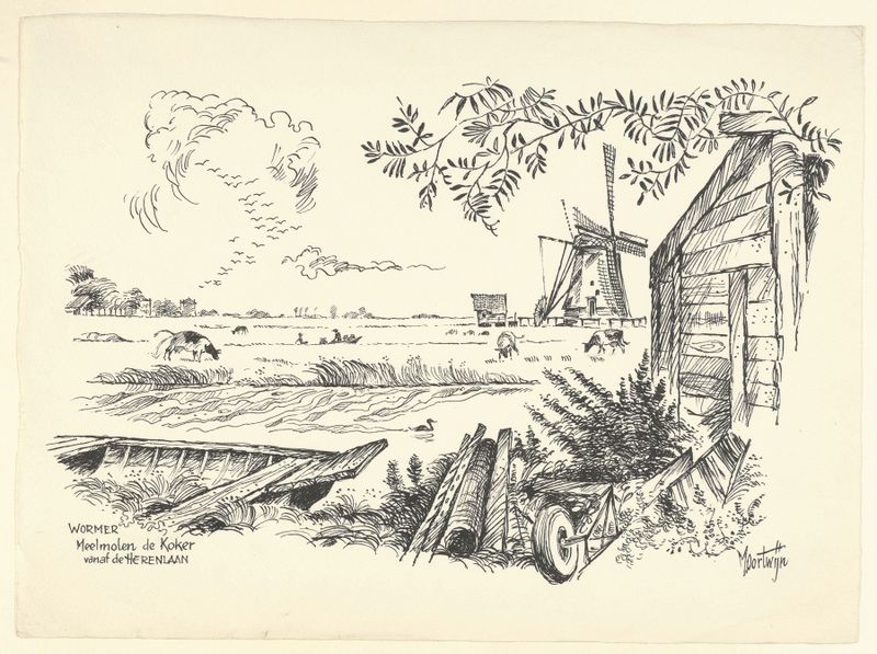 Paisaje con un molino de viento, de Maarten Oortwijn, Edad de Oro Holandesa