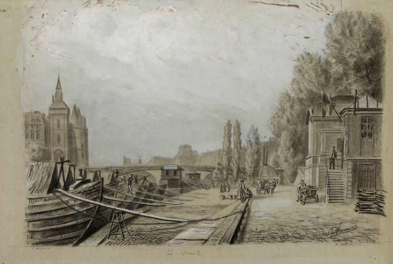 Paisaje de Le Mail, quai de Gesvre de Robert Frémont, óleo sobre lienzo