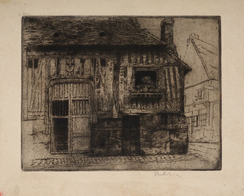 Paisaje impresionista de Józef Pankiewicz con una casa antigua en Honfleur