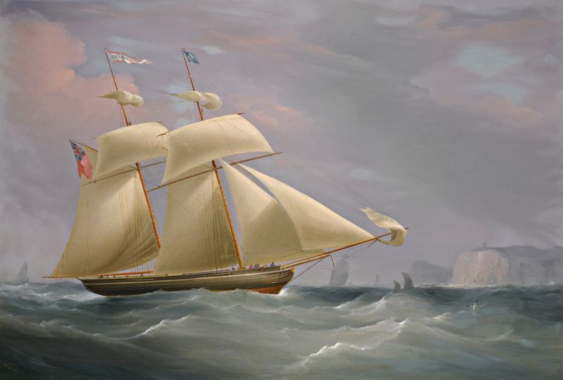 The Topsail Schooner Amy Stockdale Off Dover, óleo sobre tela de William John Huggins