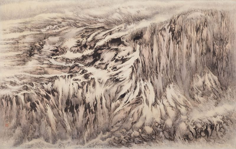Autumn landscape on paper by Hung Hsien
