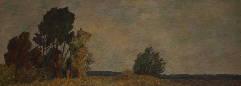 Forest Edge by Felicjan Szczęsny Kowarski, oil on canvas depicting sunlight through trees.