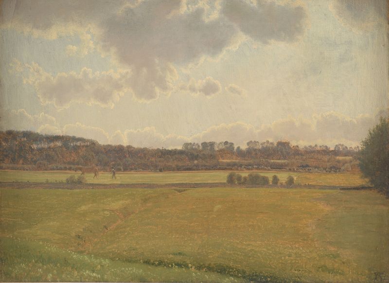 Landscape depicting a summer day with soft pastel hues, oil painting by Vilhelm Kyhn