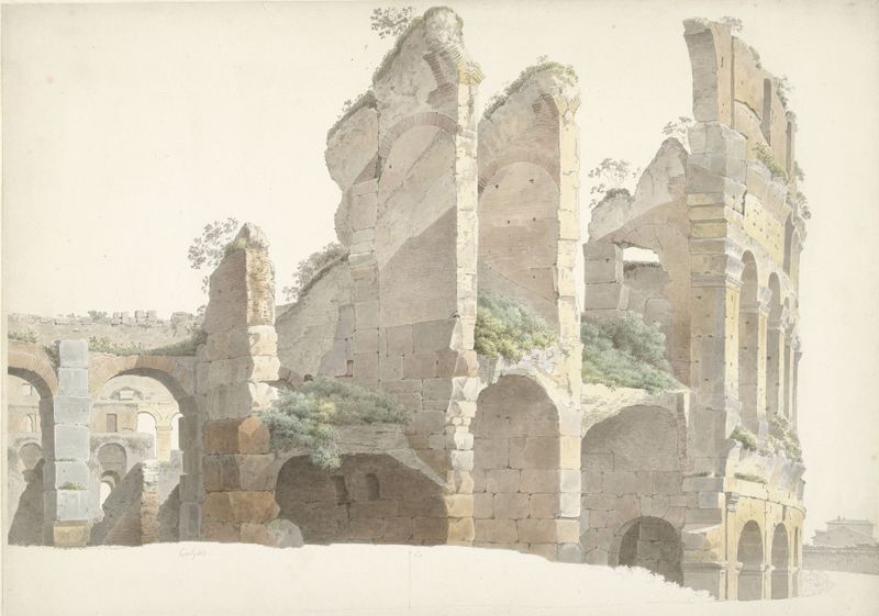 Het Colosseum te Rome by Josephus Augustus Knip, depicting ruins under a vast sky.