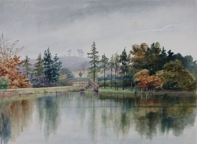 Victorian oil painting by Elijah Walton depicting a garden with roses and figures.