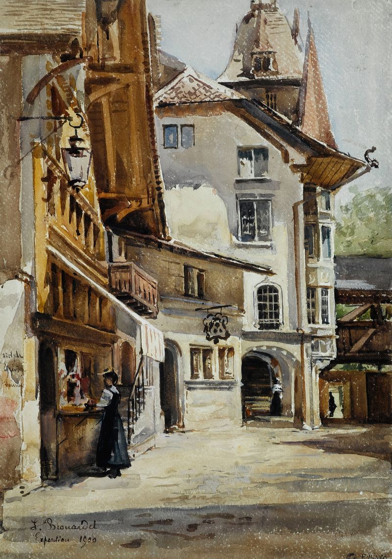 Architecture in 'Exposition de 1900, le village Suisse' by Laure Brouardel, unknown medium