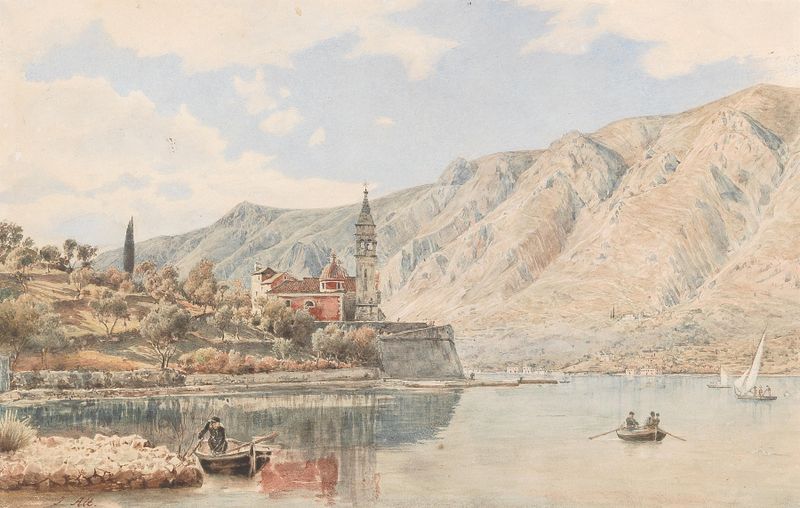 Paisagem de Monte Pellegrino por Jakob Alt, óleo sobre tela