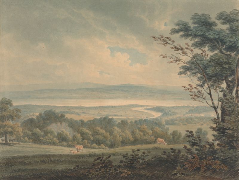 Landscape featuring rivers Severn and Wye by Edward Dayes, oil painting