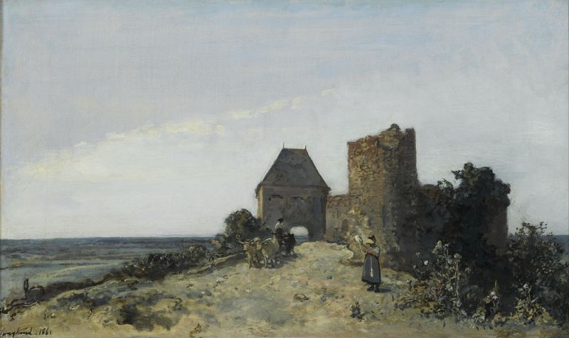 Ruins of the Rosemont Castle de Johan Barthold Jongkind, pintura a óleo