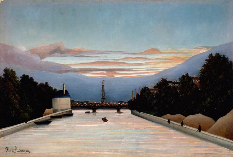 Eiffel Tower in an oil painting by Henri Rousseau