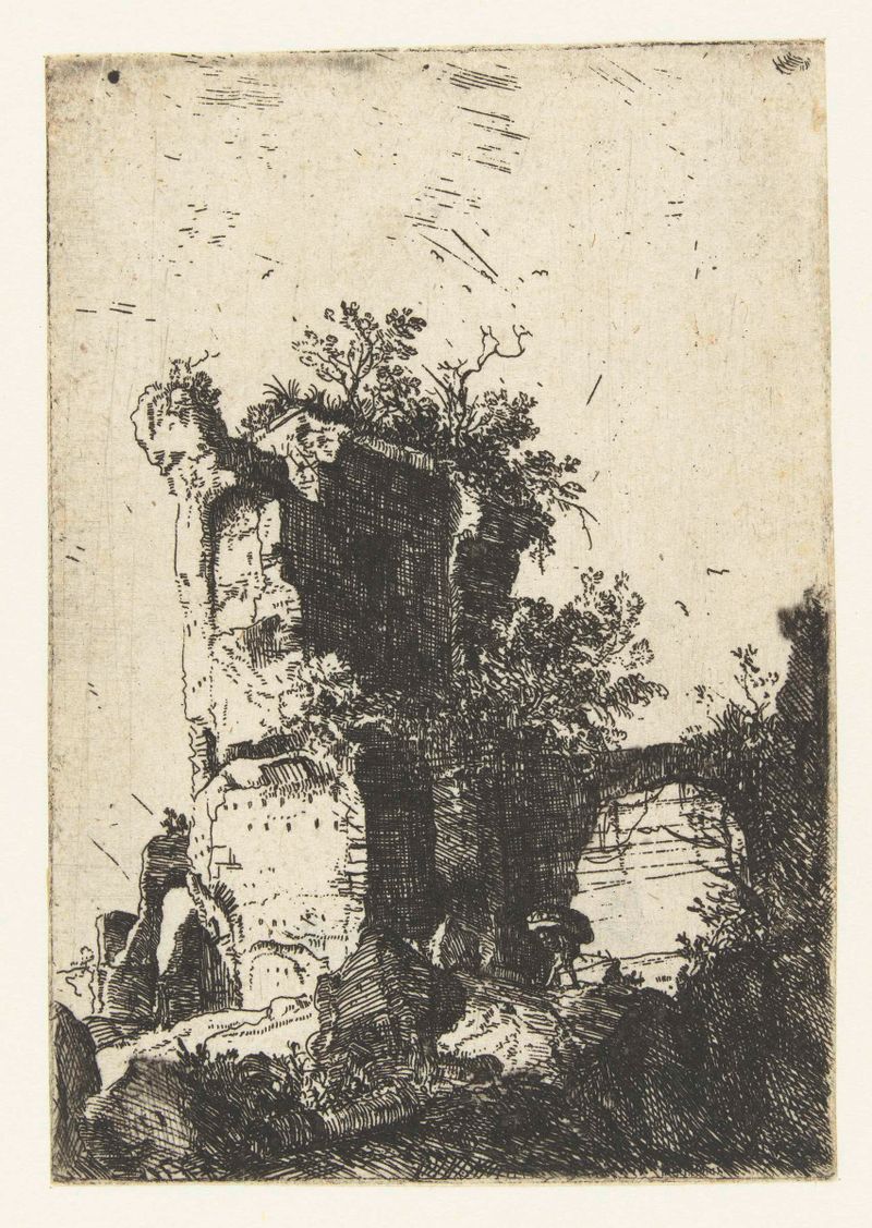 Ruinas de San Lorenzo Vecchio grabado de Bartholomeus Breenbergh
