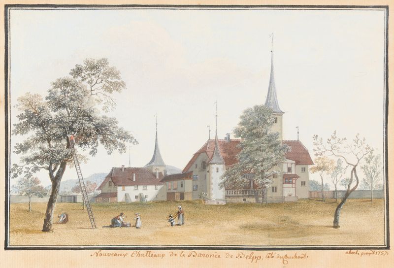 Nouveaux Chatteaux de la Baronie de Belpp, etching by Johann Ludwig Aberli