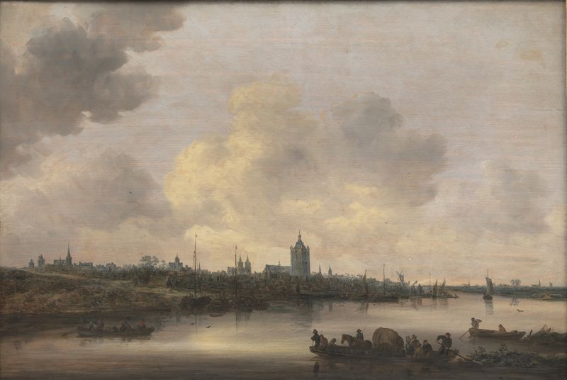 View of the City of Arnhem by Jan van Goyen, oil painting depicting a tranquil landscape.