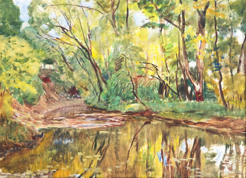 Brook in the forest, oil painting by Antonín Hudeček