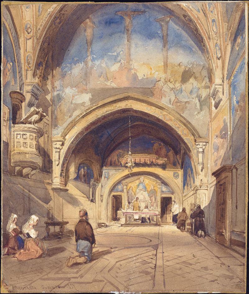Interior of the Church of San Benedetto, Subiaco by William James Müller, oil painting