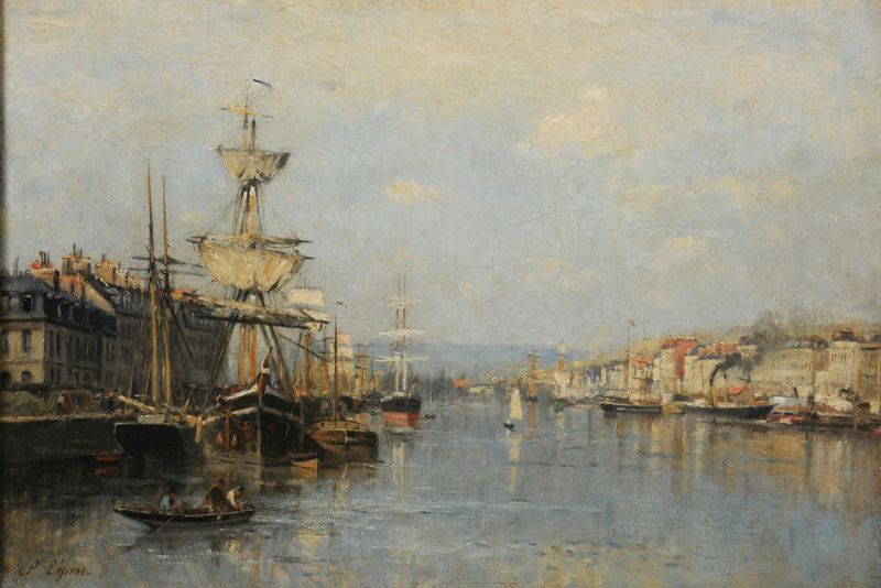Cena marinha de Le port de Rouen por Stanislas Lépine, óleo sobre tela
