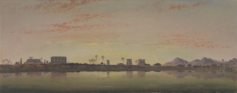 Landscape with pylons and Theban Mountains by Edward William Cooke, oil painting