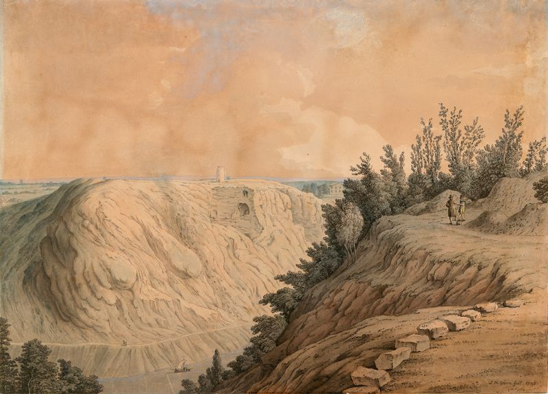 Saint Vincent’s Rock and Cave on the River Avon, watercolor by Samuel Hieronymus Grimm