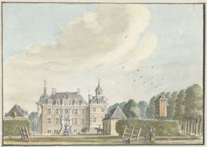 Het Huis Rooderloo bij Ruurlo de Jan de Beijer, óleo de una casa rodeada de árboles