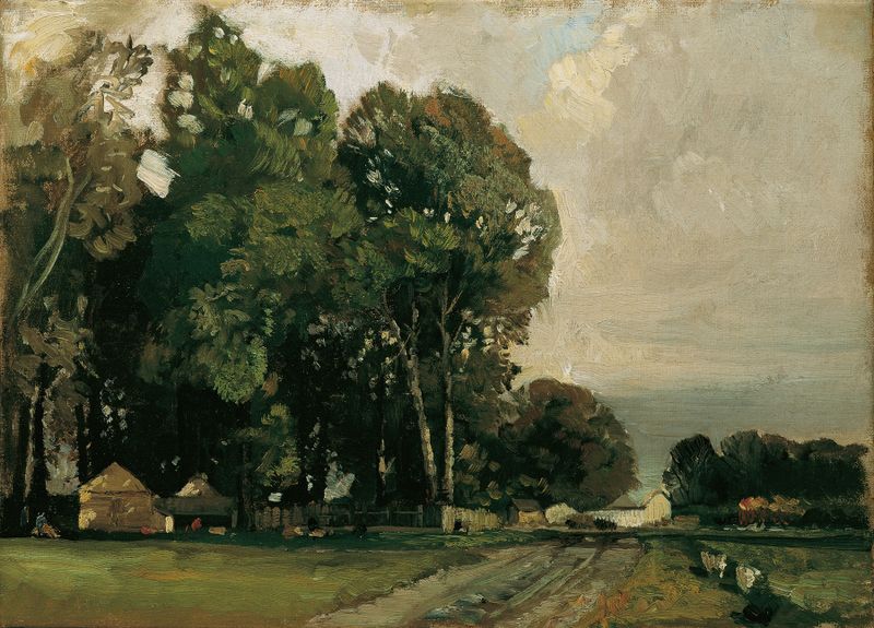 Pintura al óleo de Emil Jakob Schindler que muestra un follaje exuberante en el Prater.