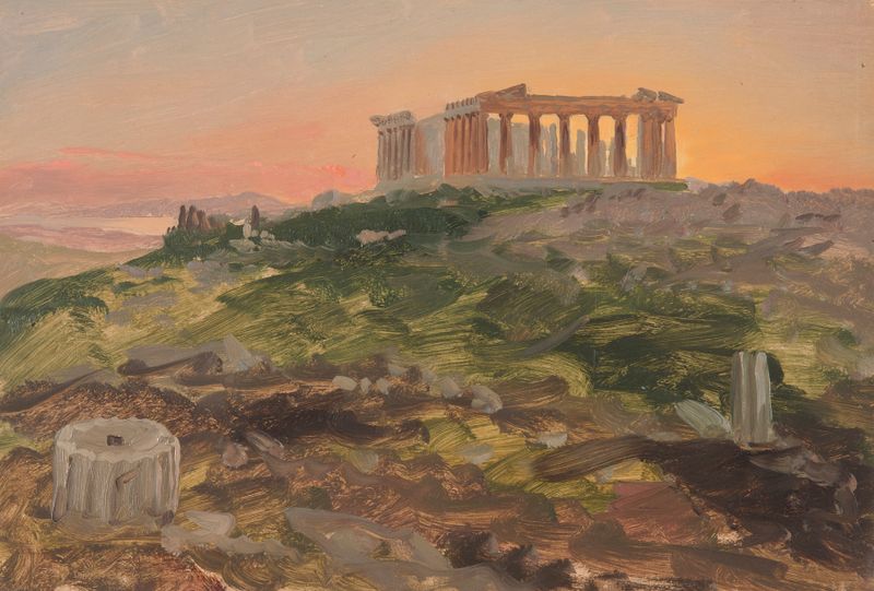 El Partenón desde el sureste, óleo sobre lienzo de Frederic Edwin Church