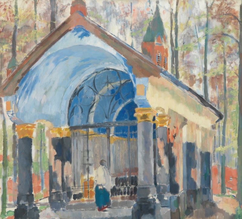 Chapel of Our Lady of Bonne-Odeur by Rik Wouters, oil on canvas depicting light and shadow in a sacred space.