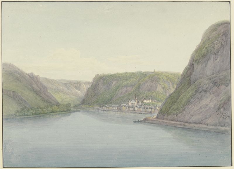 Oil painting by Christian Georg Schütz the Younger depicting rolling hills and a river.