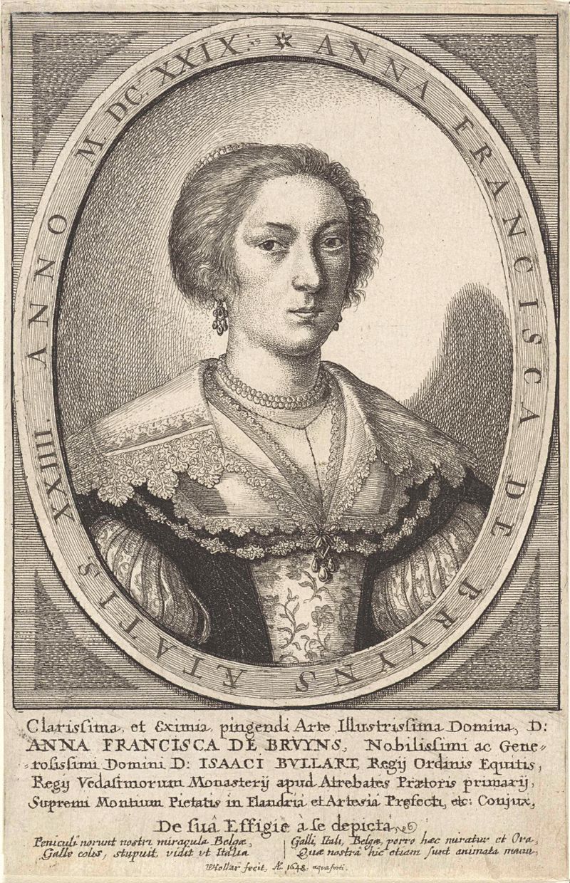 Retrato de Anna Francisca de Bruyns, gravura de Wenceslaus Hollar