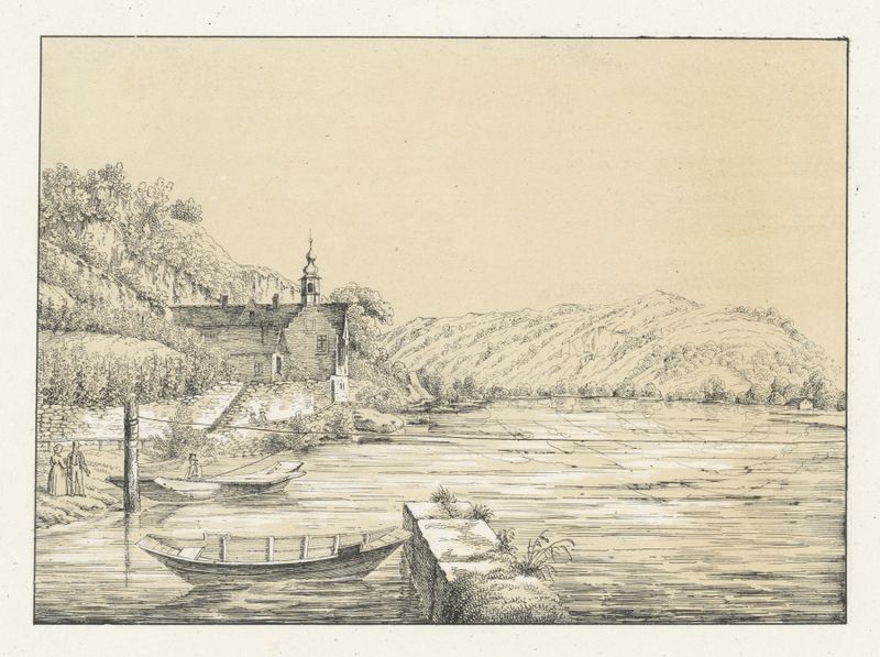 Paisaje con formas ondulantes en tonos cálidos, óleo sobre lienzo de Johann Friedrich Wagner