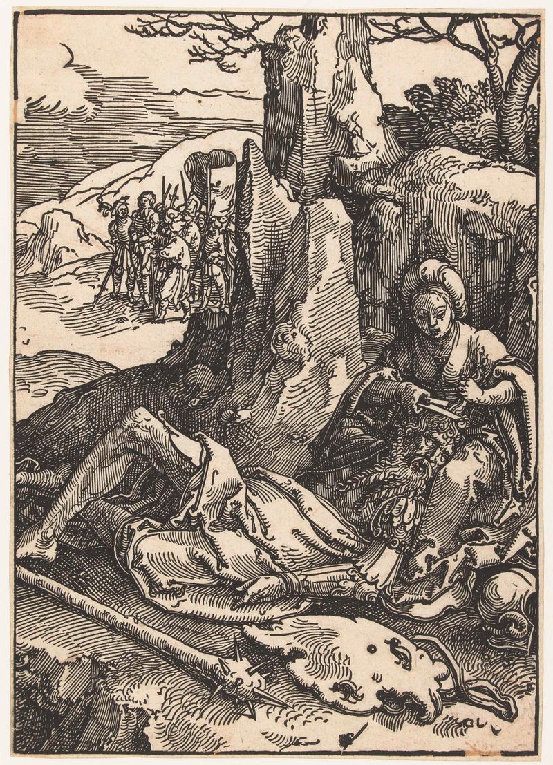 Simson en Delila de Lucas van Leyden, obra en papel que muestra a Sansón y Dalila en un momento tenso.