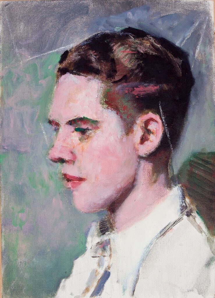 Retrato de perfil de um jovem por Denman Waldo Ross, óleo sobre tela