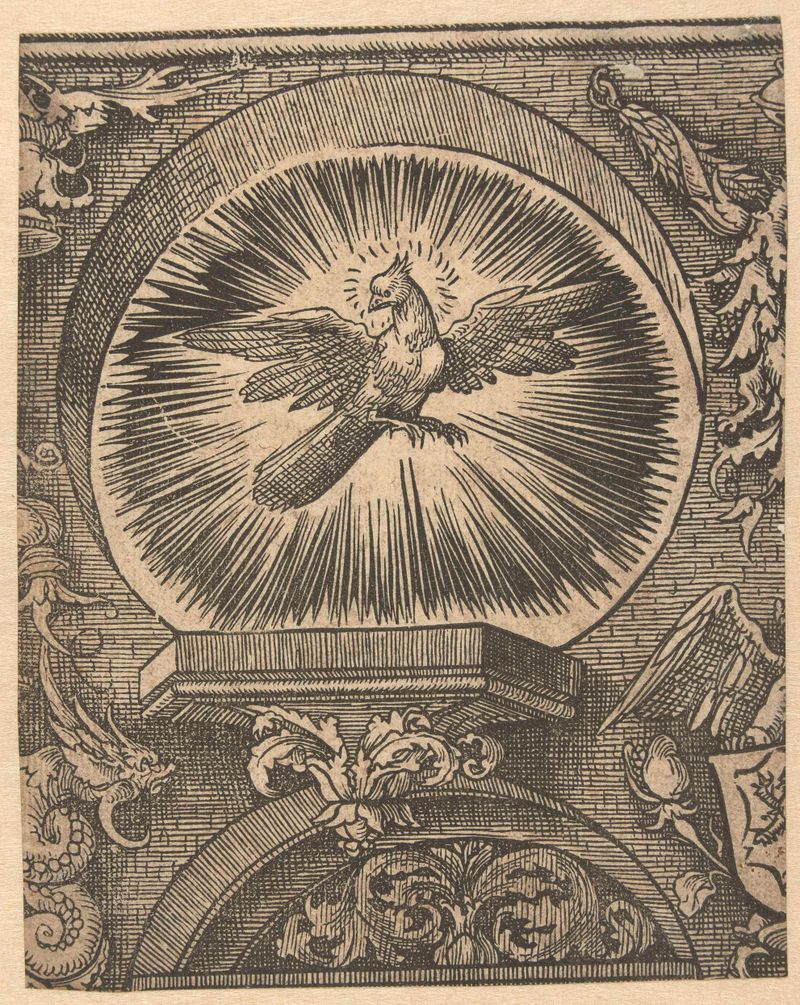 Representação religiosa do Espírito Santo como uma pomba de Jacob Cornelisz van Oostsanen, papel