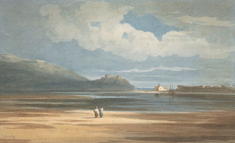 Harlech Castle across the Traeth Mawr de John Varley, pintura a óleo